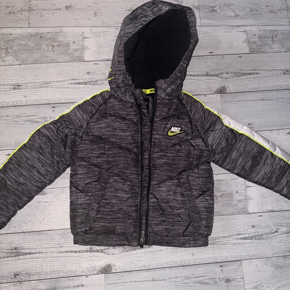 Nike Black Heather Gray Jacket with Neon Yellow Trim